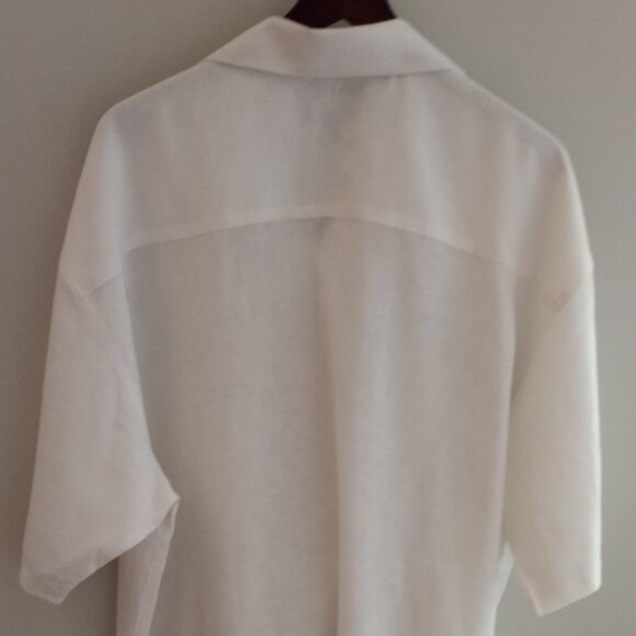 'SADDLEBRED' White Short sleeve Shirt Size XLT Linen blend NWT - Picture 7 of 14